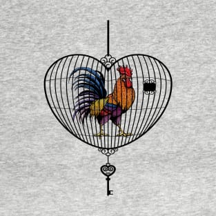 Chastity Rooster in a cage Fun loving chastity t-shirts Mugs coffee mugs sticker gift apparel T-Shirt T-Shirt